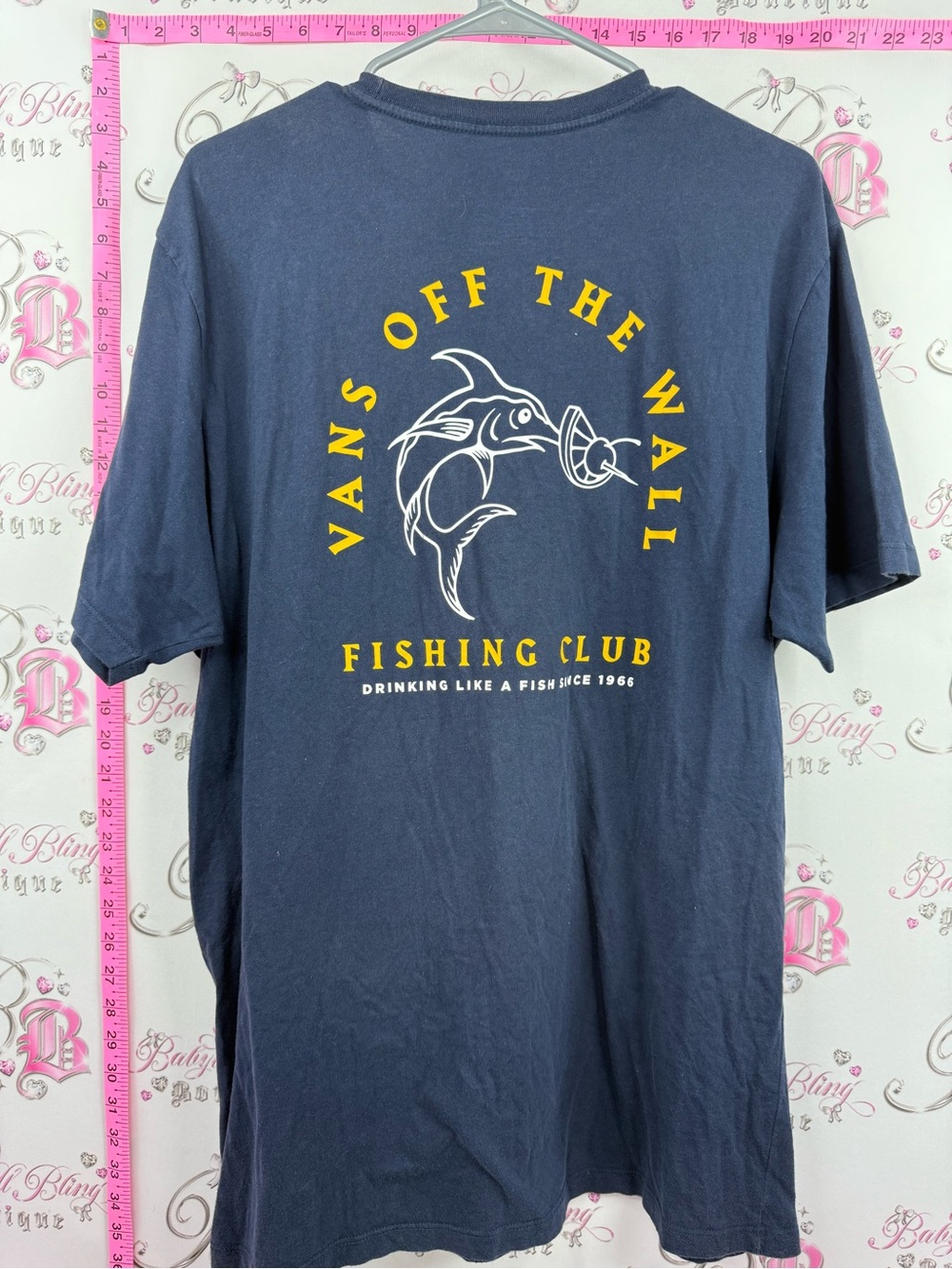 Vans fishing club Men's Navy Blue Pocket T-Shirt with Fishing Graphic